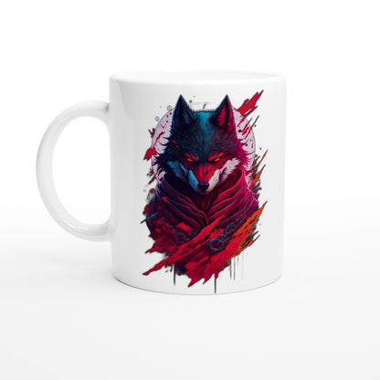 Evil Ninja Wolf White 11oz Ceramic Mug