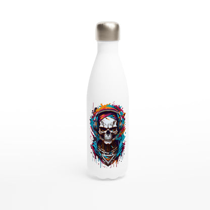 Skull Art White 17oz Stainless Steel Water Bottle