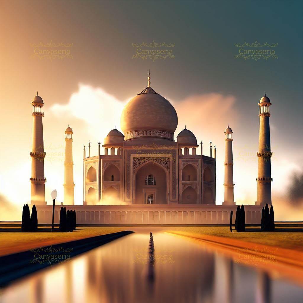 Sunset at the Taj Mahal - Artify